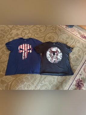 Marvel Men’s Short Sleeve Tees – Navy & Black Spider/Punisher Graphics